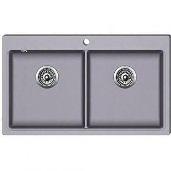 Double Basin Overmount Kitchen Sink Granite Grey