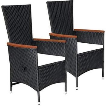 Ensemble de chaises d'extérieur 2 pcs avec coussins Résine tressée Noir