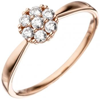 JOBO Damenring Rotgold 333 Gold 7 Zirkonia Größe 58