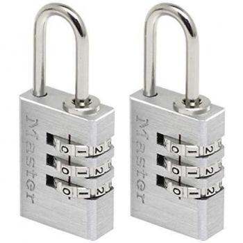 Master Lock 7620EURTCC Dual Aluminium Grey Combination Locks, 5.5 × 0.9 cm each