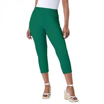 Petite High-Waist Green Stretch Denim Cropped Jeggings