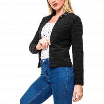 Only Onllink Maddy L/s Zip Blazer CC TLR, Chaqueta de Traje para Mujer, Negro