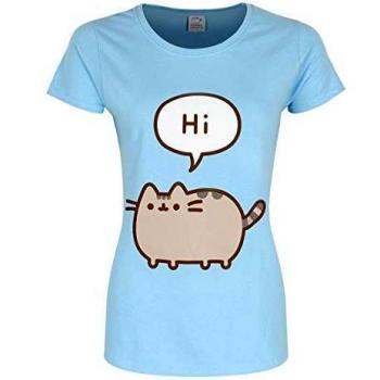 Pusheen Girl's Hi-Bye T-Shirt, Azure
