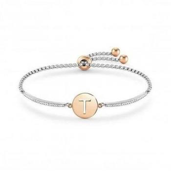 Nomination Milleluci Two-Tone Rose Gold Plated Stainless Steel Initial T Bracelet