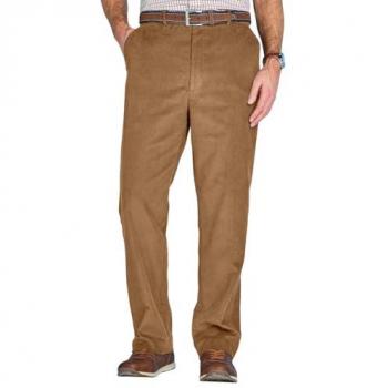 Fashionable Cotton Corduroy Slacks for Men with Hidden Waist Adjustment