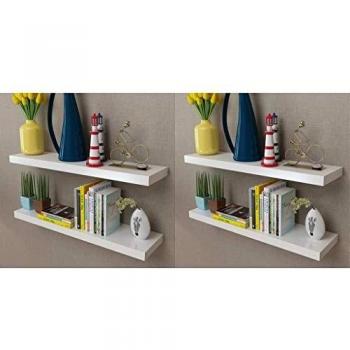 Set of 4 White Wall Shelves 80 cm