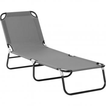Combination of Outsunny Foldable Sun Lounger and Outdoor 2 Tier Steel Frame Gazebo for Poolside