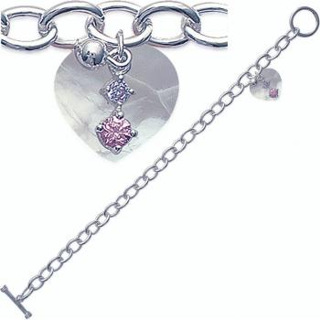 Bracelet Argent 'Beauté Brute' Nacre Véritable 15x16 mm