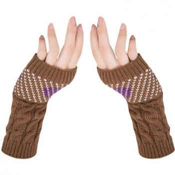 Women’s Stylish Heart Print Half-Finger Gloves