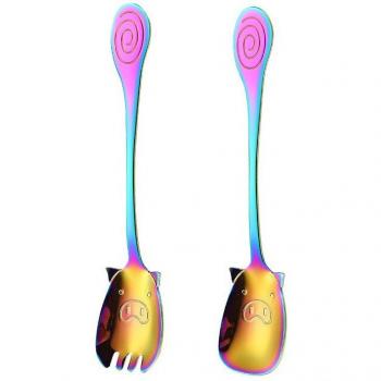 2pcs Colorful Kids Flatware Set, Stainless Steel