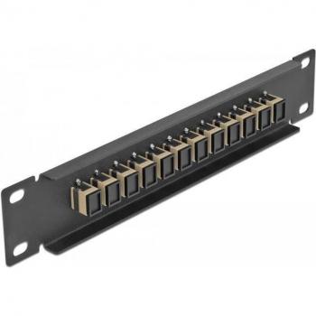 Delock 66762 1U Black 10 Fiber Patch Panel with 12 SC Simplex Ports