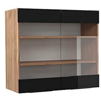 Mobile sospeso Fame-Line, Rovere nero lucido, 80 cm