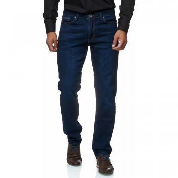 Jeel Herren Jeans Regular-Fit Straight-Cut Stretch Basic Washed 01-Navy 38W / 32L