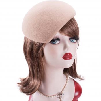 Sombrero Pillbox de lana bloqueada para mujer, tocado de cóctel, A597