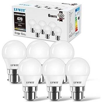LVWIT 4.5W Golf Ball Led Bulbs Bayonet 40W Equivalent