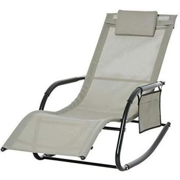 Chaise Longue Rocking Bascule Pro – Tête Amovible, Accoudoirs, Pochette Métallique Époxy