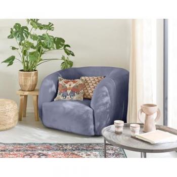 Ernee Fauteuil Douillet en Velours Bleu