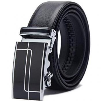 TANGCHAO Automatik-Schließe Ledergürtel – schwarz, 135 cm, 35 mm breit