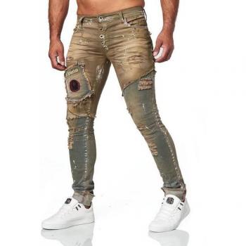 Herren Kingz Slim Fit Jeans – 34 Länge, Dualfarben (Grün & Blau) – Lässiges Outfit