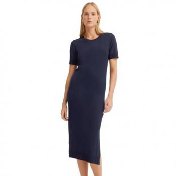 Bugatti Strickkleid für Damen, marineblau mit Seitenschlitzen