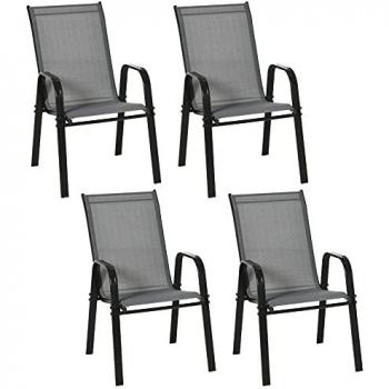 Set de 4 chaises de jardin gris