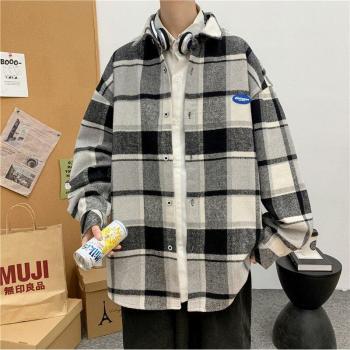 Abrigo Grueso Camiseta a Cuadros Masculina