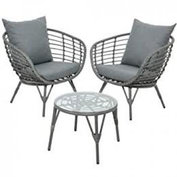 Canapé de jardin en résine tressée gris Evora