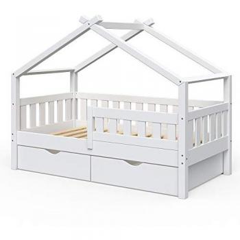 Vitalispa Hausbett Design, Weiß, 80x160 cm mit 2 Schubladen