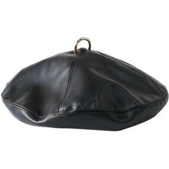 Women's Vintage Black Beret Hat in PU Leather