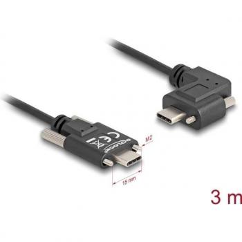 Cable USB 2.0 Tipo C con tornillos, ángulo de 90° izquierda/derecha