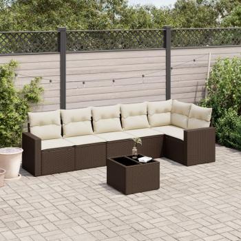 VidaXL Garten-Sofagarnitur 7-tlg. mit Kissen in Braun aus Poly Rattan