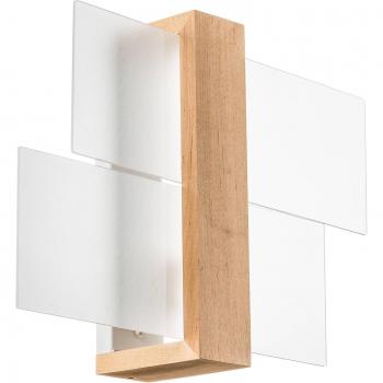 Wandleuchte Naturlicht 1, Glas und helles Holz