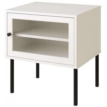 Comodino Vitinia con Anta in Vetro Bianco e Nero 40x46x30 cm