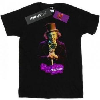 Willy Wonka: Maglietta Nera Dark Pose, Dimensione 12-13
