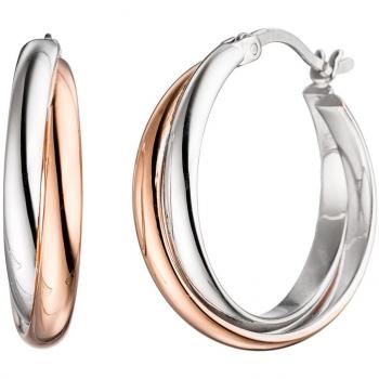 Bicolor Ohrringe Creolen aus 925 Sterling Silber