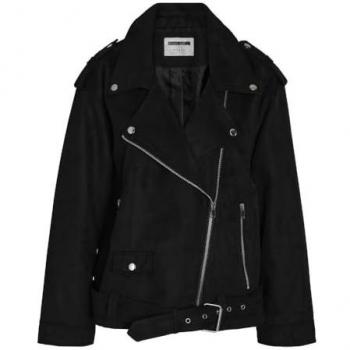 Noisy May Paulina Suede Bikerjacke Damen Schwarz S