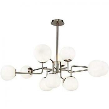 Maytoni Erich lustre à 12 lampes, nickel/blanc