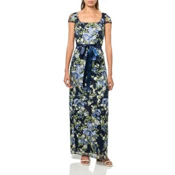 Adrianna Papell robe bleue en cascade fleurie