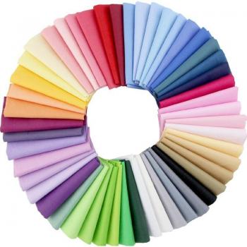 Plain Color Cotton Fabric Bundles for Quilting and Crafting (50 pcs)