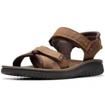 Men’s UK Size 9 Flat Sandals with Beeswax Leather – Wesley Shore by Clarks