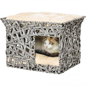 Cama para Gatos em Vime 2 Níveis Cinza e Bege