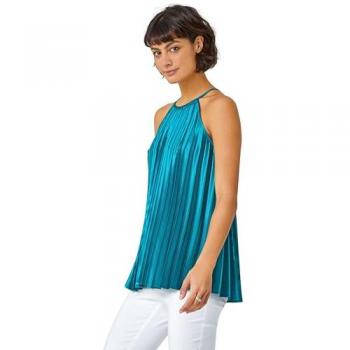 Roman Women's Pleated Halter Neck Top