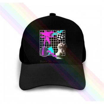 Gildan Estilo Retro 80s Rejilla Geométrica Gorra Negra Unisex