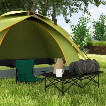 Outsunny Folding Camping Table with Roll Up Aluminium Top and Carry Bag