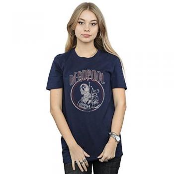 Marvel Deadpool Circle Cotton Boyfriend T-Shirt – Navy