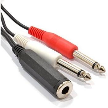 /4 Stereo Socket to Dual 1/4 Mono Left & Right Jack Plugs Cable 50cm