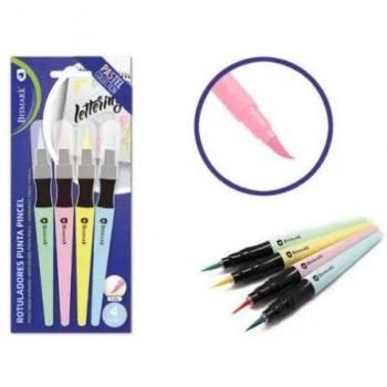Set 4 rotuladores lettering punta pincel pastel Bismark 329575