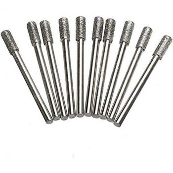 10PCS 4mm Diamond Coated Cylindrical Grinding Burrs for Chainsaws