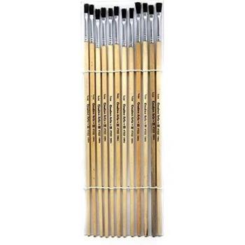 Hardwood Handle Easel Brush Collection – 12 pcs, ¼” Fine Grade