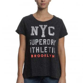 Superdry Women T‑Shirt „Worn Wash BF“ – Schwarz Marl, S